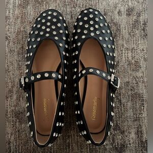Rhinestone Flats for Women Mary Jane Ballet Flats